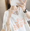 エレガントなレースステッチ半袖Tシャツ<F-3030>