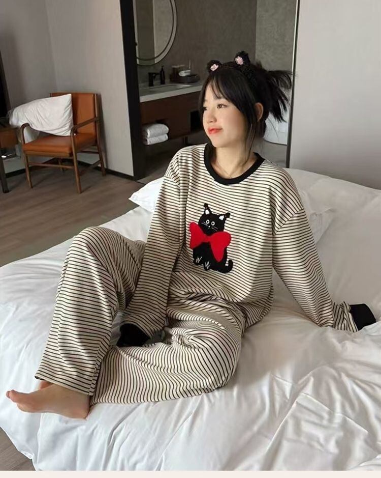 柔らかくて優しい印象 2種選択 着心地良い トップス+パンツセット パジャマF-10906