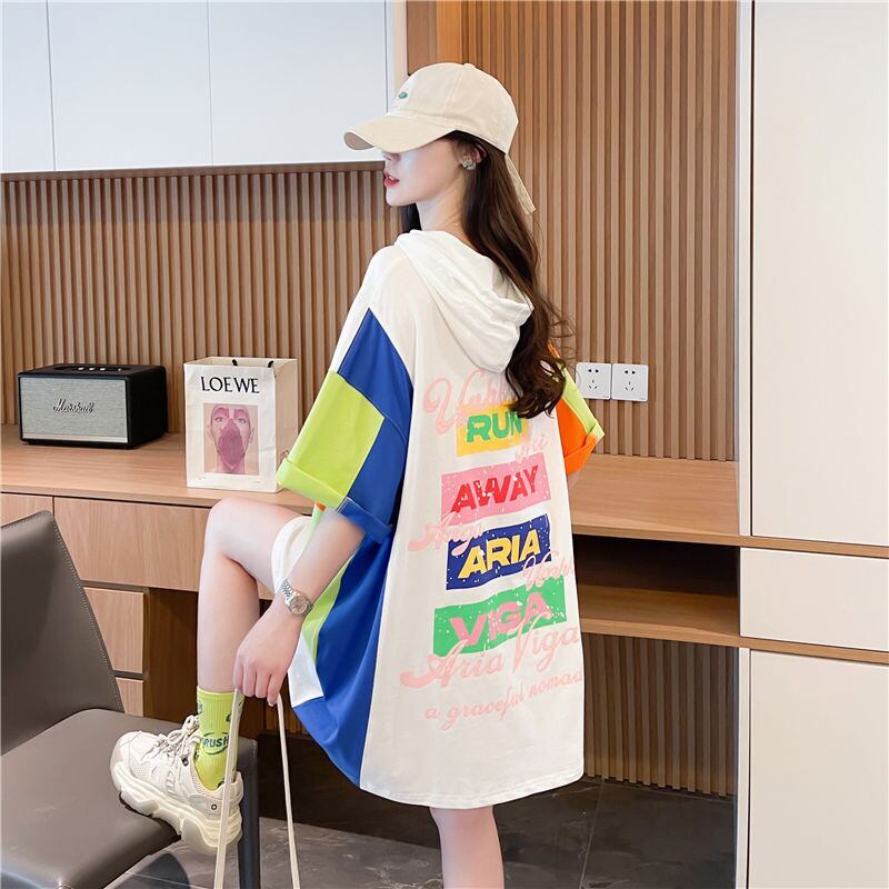 売り切れ必至 切り替え カジュアル カラーマッチング プリント全2色 半袖Tシャツ<F-8723>