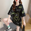 カジュアル 切り替え 好感度満載 プリント Tシャツ カットソー＜F-3543＞