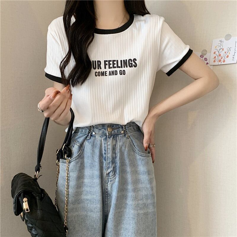 ゆったり感アップ アルファベット ファッション Tシャツ カットソー＜F-3077＞