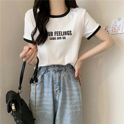 ゆったり感アップ アルファベット ファッション Tシャツ カットソー＜F-3077＞