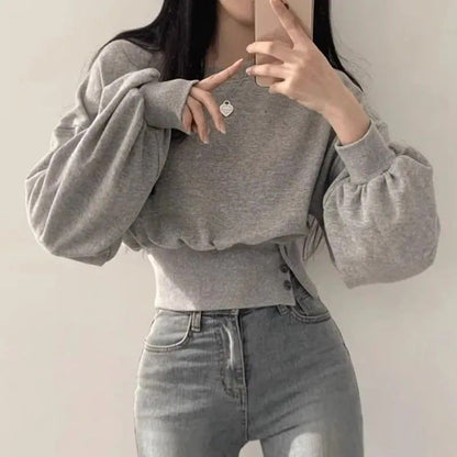 韓国風ファッション おしゃれ度高め 美人度アップ 全2色 トップスF-9446