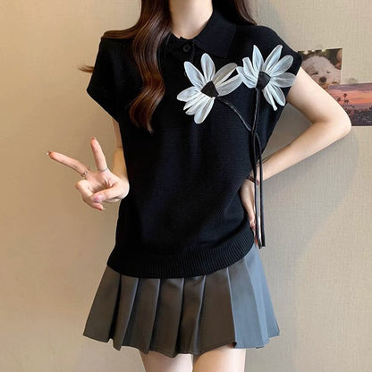 新作 上質 話題沸騰中 好感度UP ニット 全2色 半袖Tシャツ＜F-8734＞