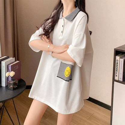 カジュアル 3色選択可 お洒落 ストライプ Tシャツ カットソー＜F-3068＞