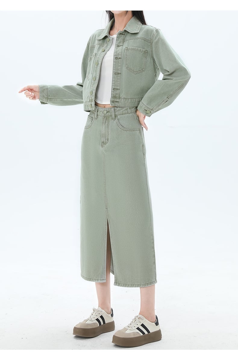 カジュアル 長袖 定番シンプル ジャケット＋スカート セットアップ ＜F-10943＞