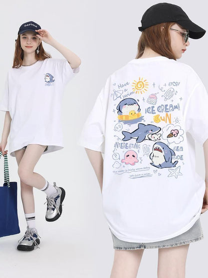 売り切れ必至 4色選択 ポップなプリントが夏に映えるプリント 半袖Tシャツ＜F-9327＞