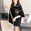 美人度アップ   ワッフル ロング Tシャツ ゆったり半袖 ＜F-2930＞
