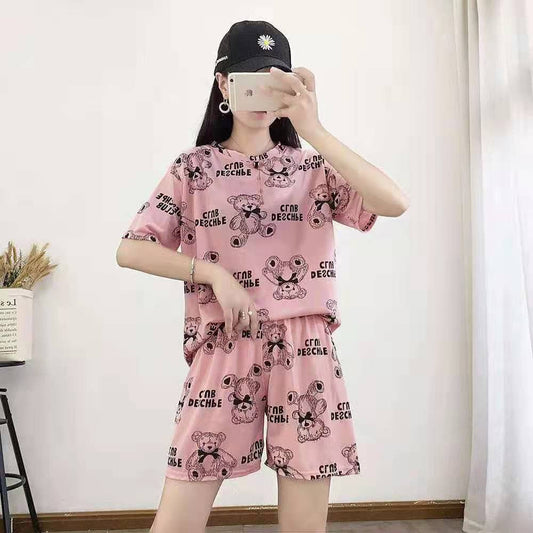 好感度UP カジュアル 夏に嬉しい機能付き 半袖Ｔシャツⅹパンツセット全4色<F-11628>