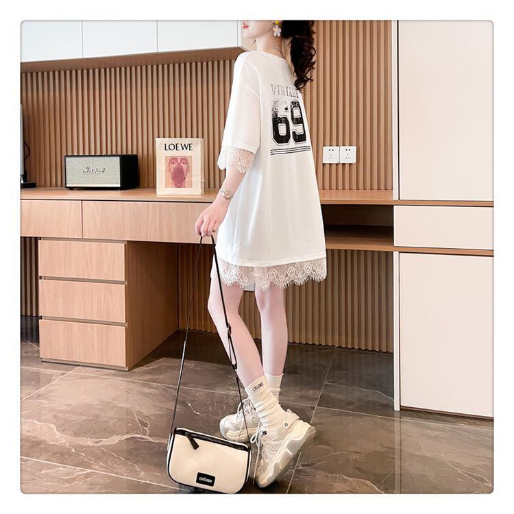 売り切れ必至 レース ファッション 切り替え ゆったり 半袖Tシャツ＜F-8480＞