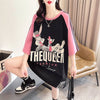 キュートなウサギのカラーブロック半袖Tシャツ<F-2989>