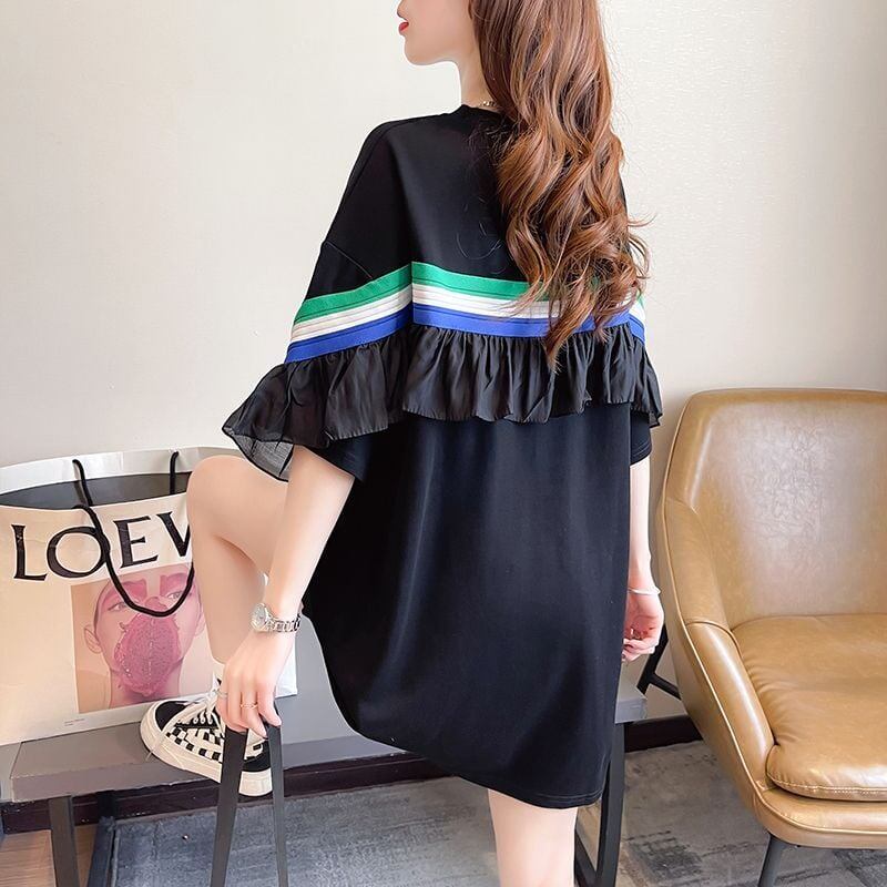 新商品 切り替え キュート ゆったり 全2色 半袖Tシャツ＜F-8349＞