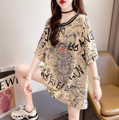 すっきりとしたデザインとバックオープンの半袖Tシャツ<F-5056>
