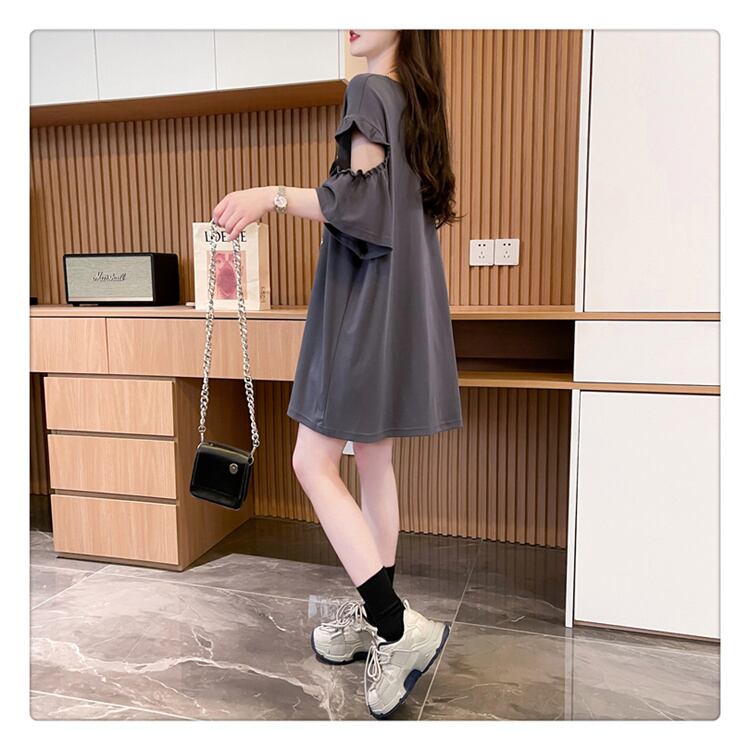 話題沸騰中 切り替え スウィートプリント 全2色 半袖Tシャツ ＜F-8652＞