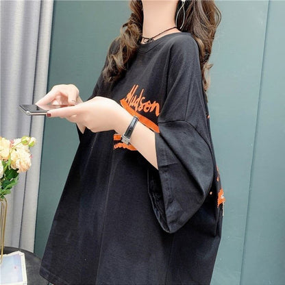 デザイン感 切り替え チャーミング プリント Tシャツ カットソー＜F-3578＞