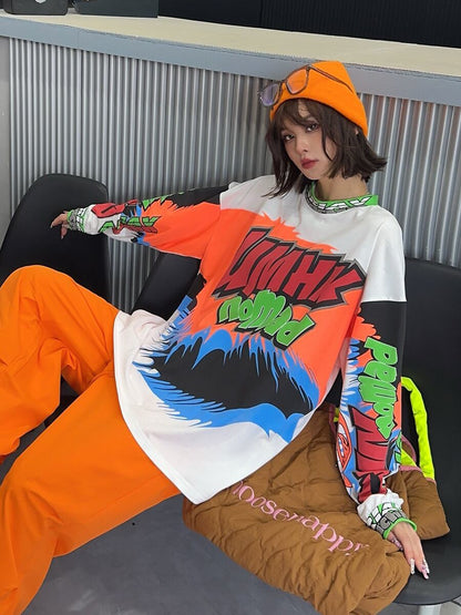 着回し力抜群 アバンギャルド 個性的なデザイン プリント全2色 TシャツF-9225