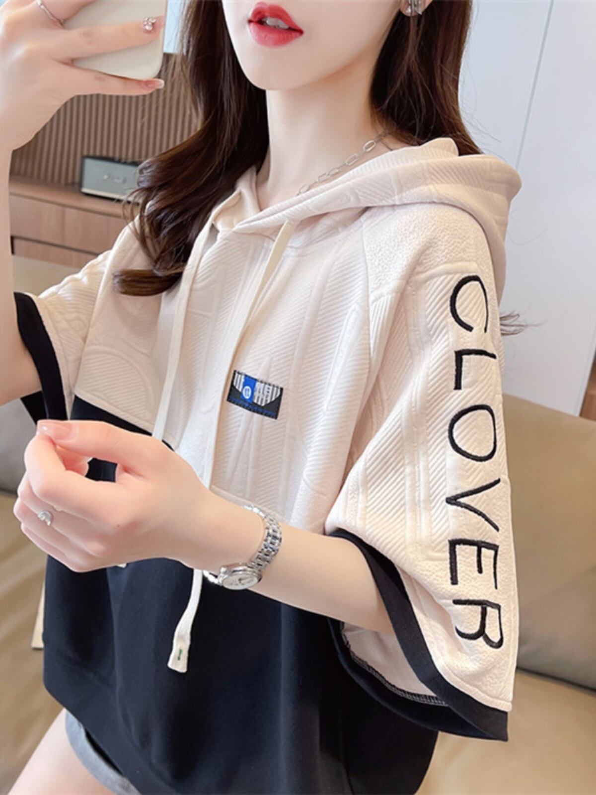 高級感 帽子付き 半袖 Tシャツ スウェット ＜F-8640＞