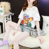 大人可愛い 切り替え レース 透かし彫り プリント全2色 半袖Tシャツ カットソー ＜F-8560＞