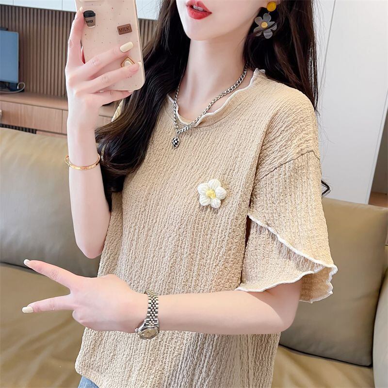 美人度アップ スウィート キュート 5色選択 半袖Tシャツ＜F-8578＞
