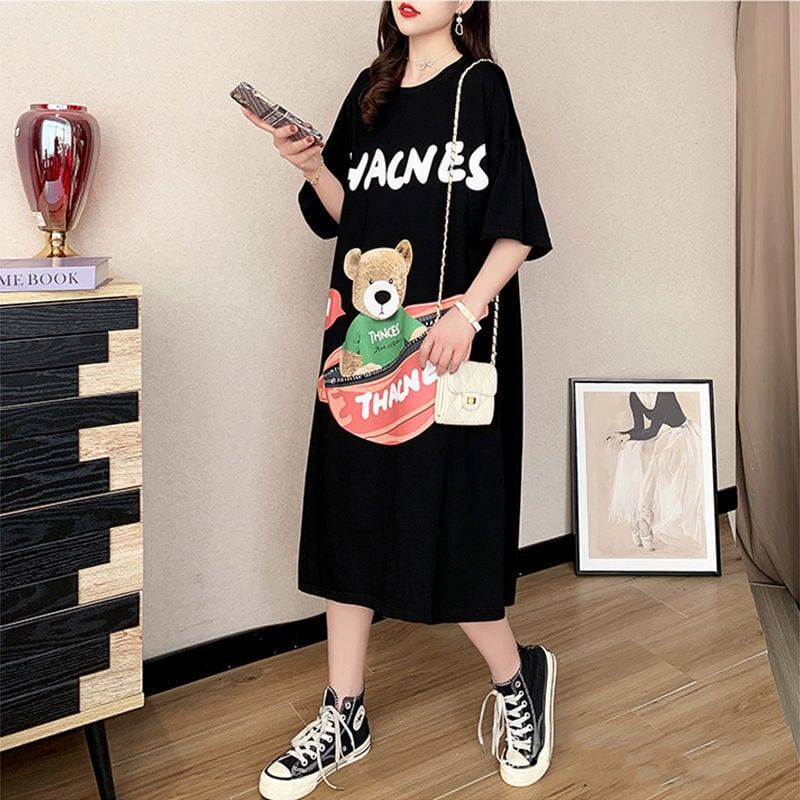 スタイリッシュ プリント カジュアル Tシャツ カットソー ワンピース＜F-8285＞