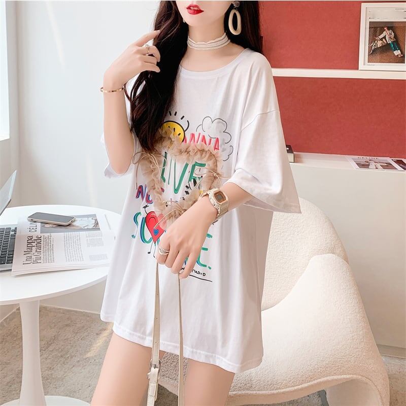 デザイン感   チャーミング Tシャツ カットソー＜F-3529＞