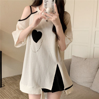 超人気商品 オフショルダー ファッション Tシャツ ＜F-8667＞