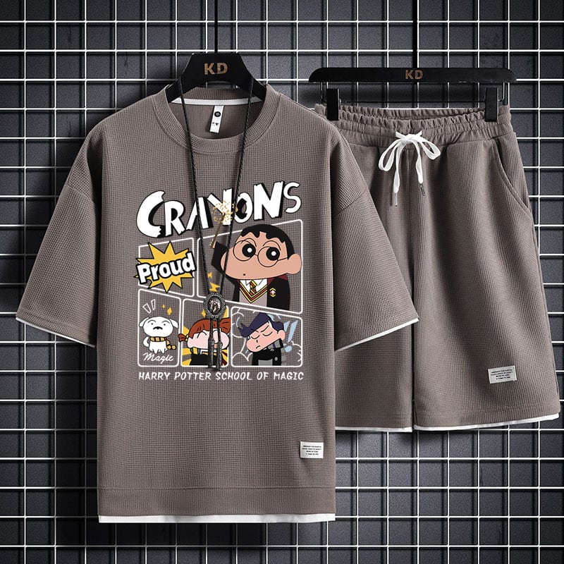 男女兼用 新作 プリント Tシャツ & ショーツ セットアップ F-13327