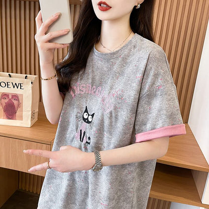 スウィート 早い者勝ち 絶対流行 カジュアル 2色選択 Tシャツ<F-11572>