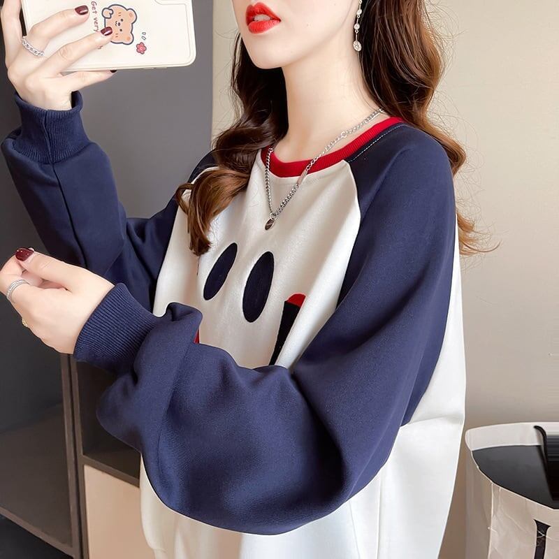秋の新作スマイル長袖Tシャツトップス<F-5028>