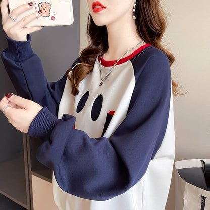 秋の新作スマイル長袖Tシャツトップス<F-5028>