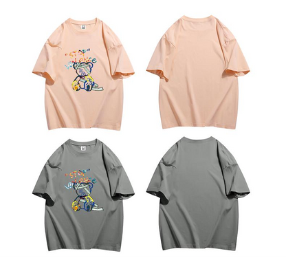 スタイルアップ カジュアル おしゃれ度高め プリント全5色 半袖Tシャツ<F-9437>
