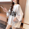 大好評   ストライプ柄 ロング Tシャツ 三色 ゆったりワンピース ＜F-4012＞