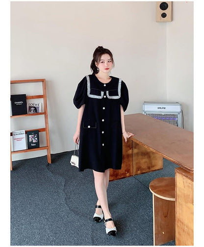 新商品 カジュアル 定番シンプル 切り替え ワンピース<F-8386>