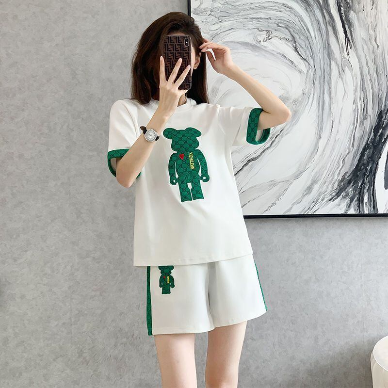 大好評 カジュアル 話題沸騰中 切り替え 全3色 半袖 Tシャツ ショートパンツ セットアップ ＜F-9007＞