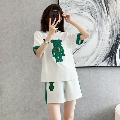 大好評 カジュアル 話題沸騰中 切り替え 全3色 半袖 Tシャツ ショートパンツ セットアップ ＜F-9007＞