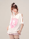 着回し力抜群 レース スウィートプリント 全2色 半袖Tシャツ ＜F-8711＞