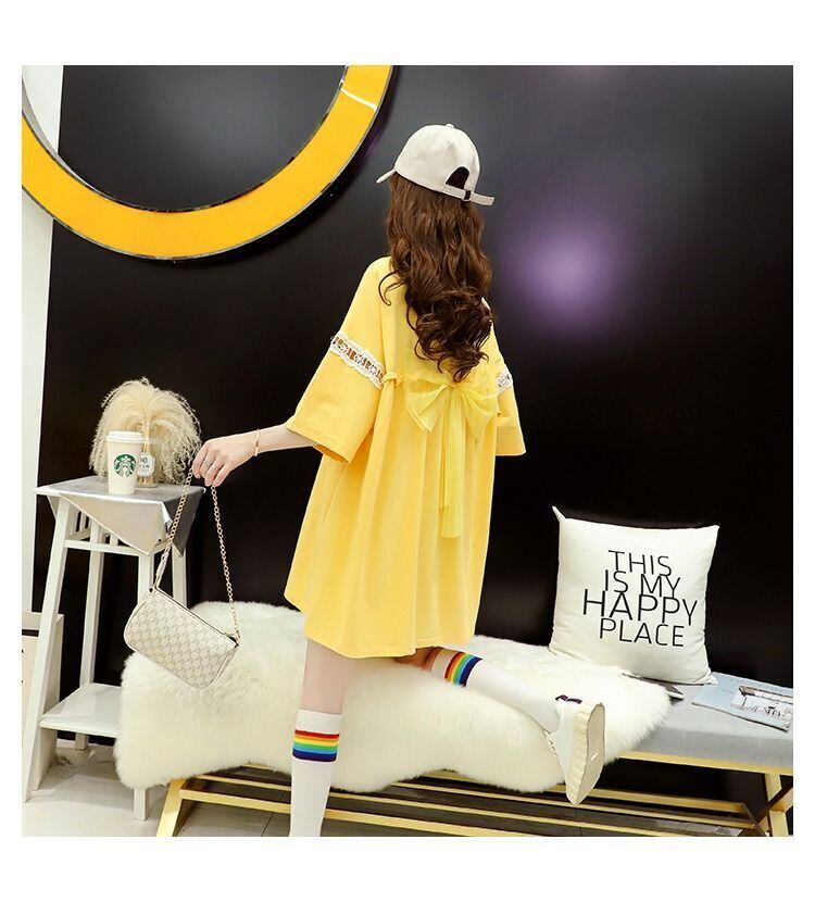 好感度UP リボン キュート プリント全3色 半袖Tシャツ カットソー ＜F-8555＞