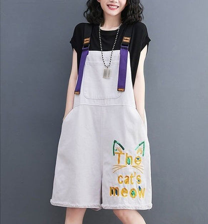 トレンディな刺繍ビブショーツ<F-5000>