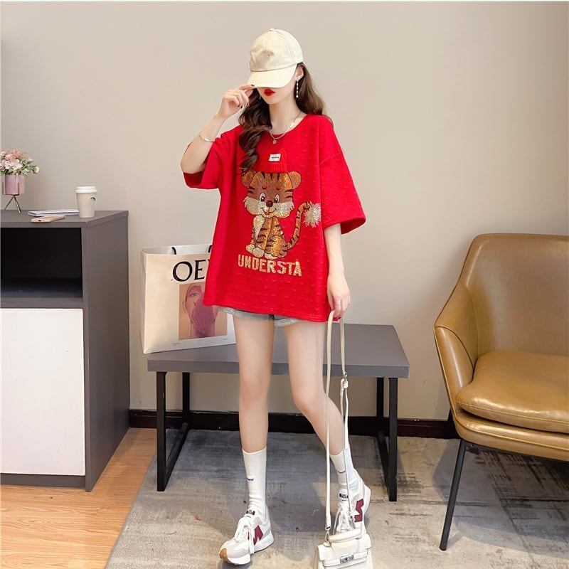 デザイン感   チャーミング Tシャツ カットソー＜F-3401＞