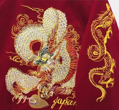 質感のいい   ドラゴン刺繍 二色トップス＜F-4124＞