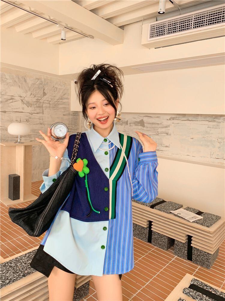 超人気   ファッション シャツ<F-6398>