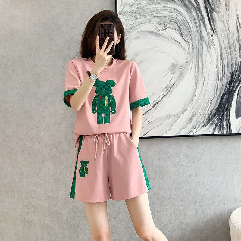大好評 カジュアル 話題沸騰中 切り替え 全3色 半袖 Tシャツ ショートパンツ セットアップ ＜F-9007＞