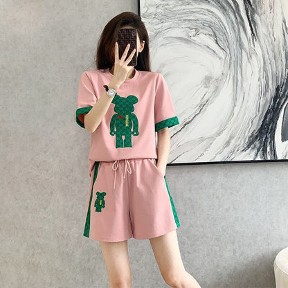 大好評 カジュアル 話題沸騰中 切り替え 全3色 半袖 Tシャツ ショートパンツ セットアップ ＜F-9007＞