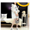 女子力アップ アルファベット パフスリーブ プリント ロングTシャツ ゆったりワンピース ＜F-3054＞