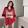 韓国系   POLOネック ロング Tシャツ 三色 ゆったりワンピース＜F-4025＞