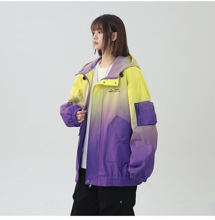 大好評  4色展開 男女兼用  グラデーション柄 フード付きウインドブレーカーF-13003