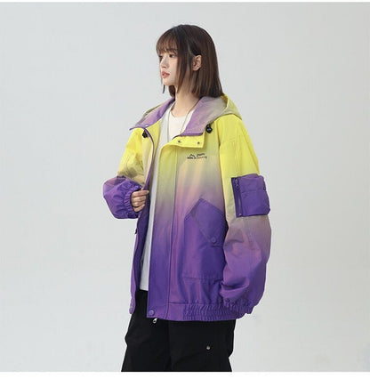 大好評  4色展開 男女兼用  グラデーション柄 フード付きウインドブレーカーF-13003