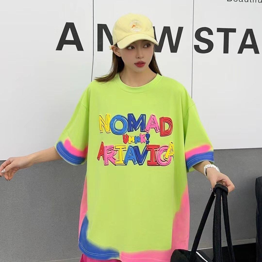 個性的なデザイン アバンギャルド 好感度満載 プリント 半袖Tシャツ カットソー＜F-8237＞