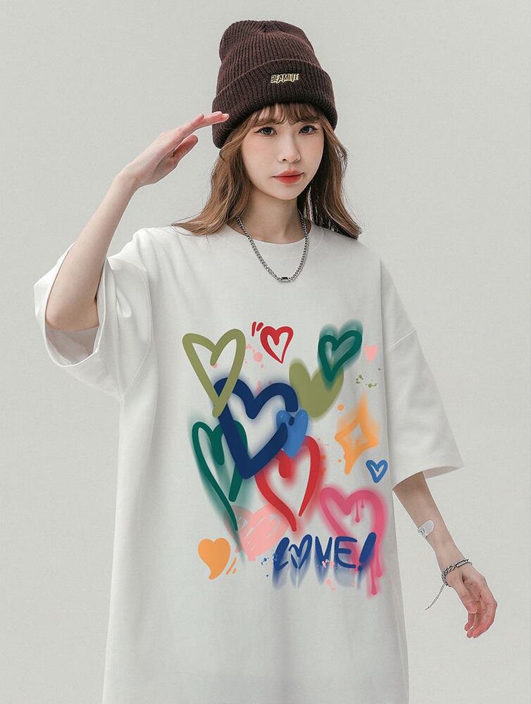 売り切れ必至 プリント ファッション 4色選択 半袖Tシャツ＜F-8594＞