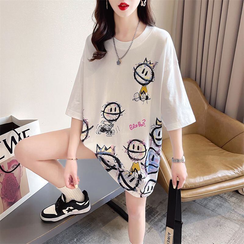 新商品 大人可愛い 大活躍 カジュアル キュートプリント 全2色 半袖Tシャツ＜F-8595＞
